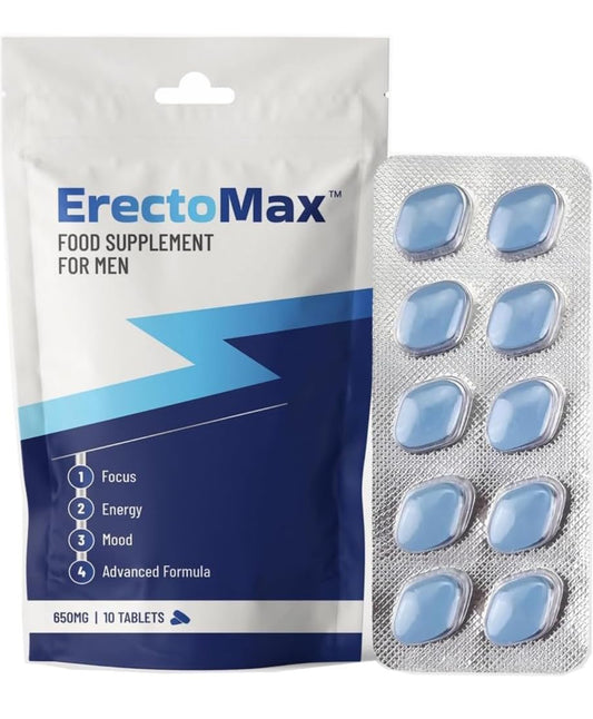 10 X Erectomax High Strength for Men’s Endurance & Stamina – 100mg Natural Herbal Energy Support Blue Pills for Men 10 Tablets