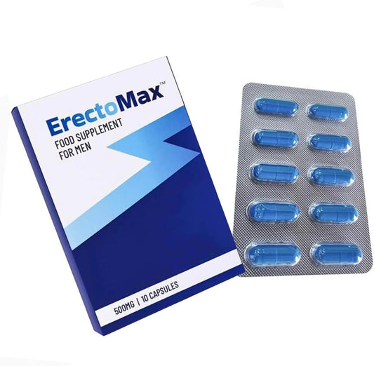 10 X ERECTOMAX 500mg MALE HERBAL SUPPLEMENT CAPSULES FOR MEN